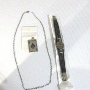 Leather ACE CARD BRACELET Metal ACE PENDANT & NECKLACE Card Deck Casino